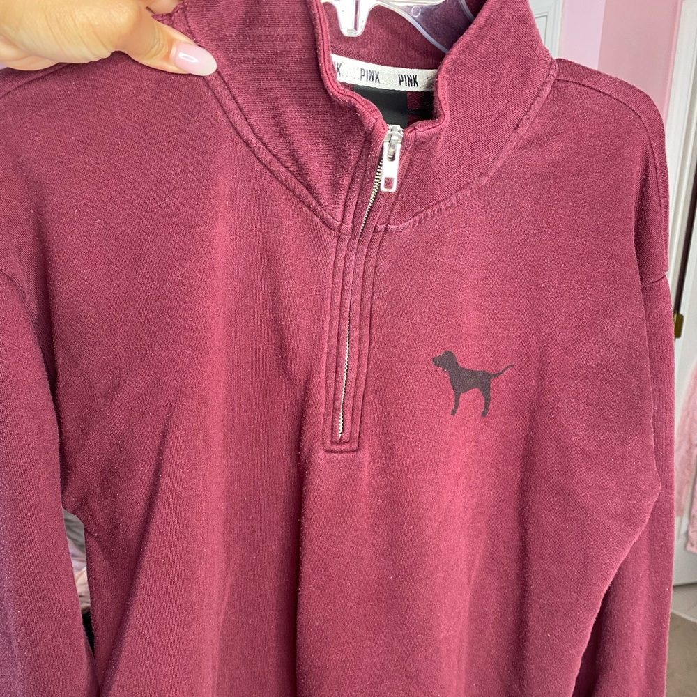 Victoria Secret Pink Burgunday pullover sweatshirt. Size Medium. Gently worn